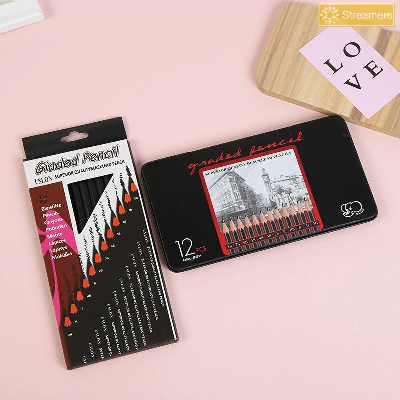 RUA 12 Cái / bộ Bút Chì Gỗ H-8B Vẽ Bút Chì Nghệ Thuật Viết Đồ Dùng Văn Phòng Phẩm Đồ Dùng Học Tập Quà Tặng Mới