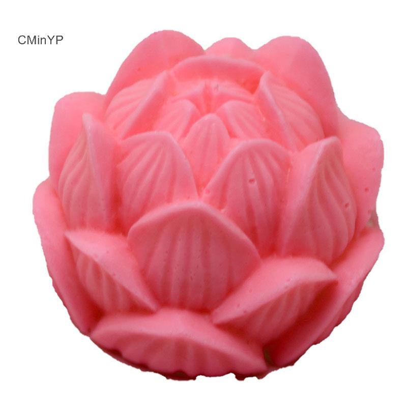 Cminyp Nến Thơm Khuôn Silicon 3D Hoa Sen Hình Xà Phòng Khuôn Silicon DIY Glory