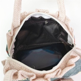 Túi xách Mini WOAY Bow, Tote mua sắm thông thường dưới cánh tay, Túi đựng vải Cotton in hình dung tích lớn dành cho nữ