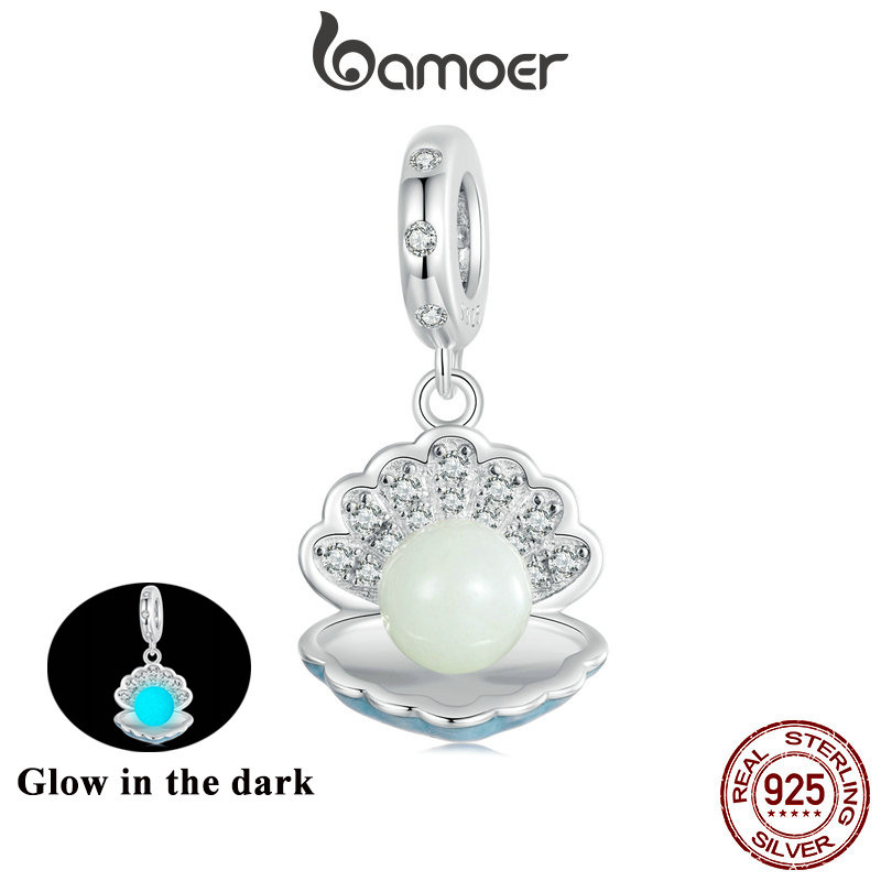 Hạt charm BAMOER SCC2749 bạc 925 sterling hình ngôi sao vỏ chai sáng lấp lánh dùng làm phụ kiện vòng tay