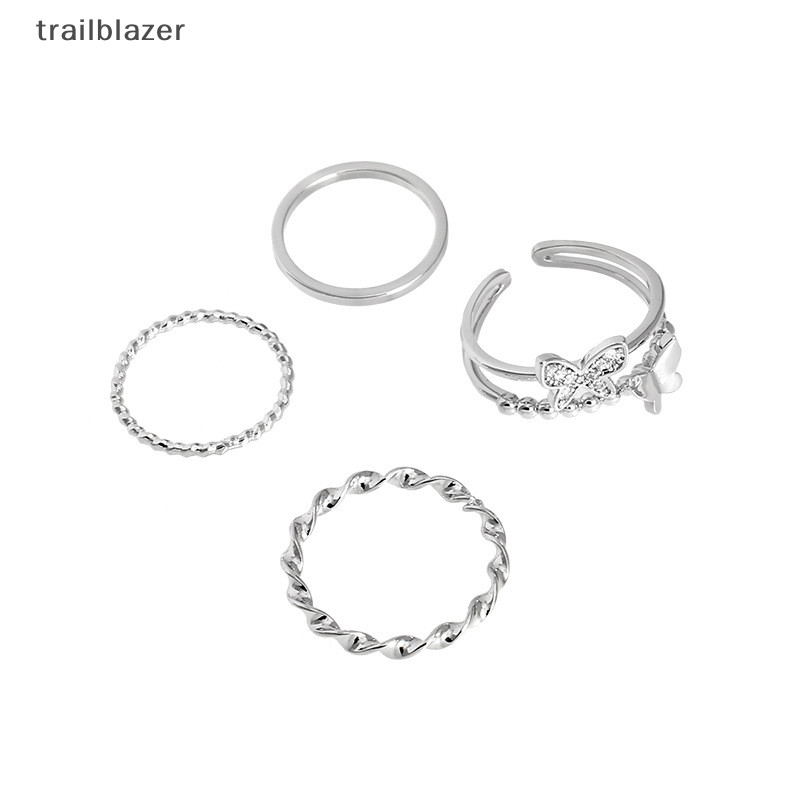 Trailblazer 4 Vòng Xoắn Bộ Dành Cho Nữ Bé Gái Có Thể Điều Chỉnh Tối Giản Thanh Lịch Bộ Nhẫn Thời Trang Hợp Thời Trang Trang Trang Sức Quà Tặng Mới