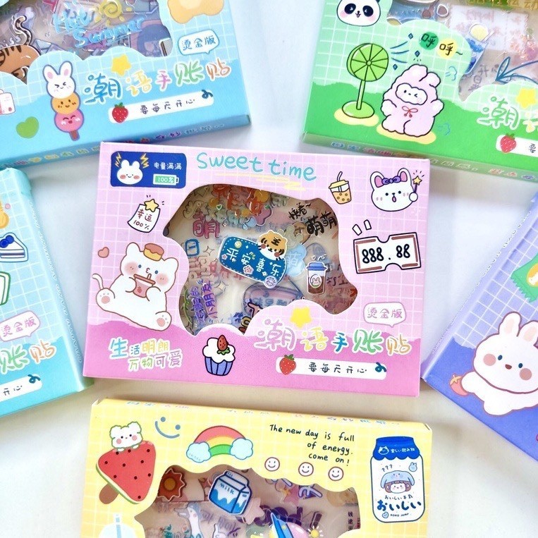 Hộp 4 tấm sticker viền vàng | Shopee Việt Nam