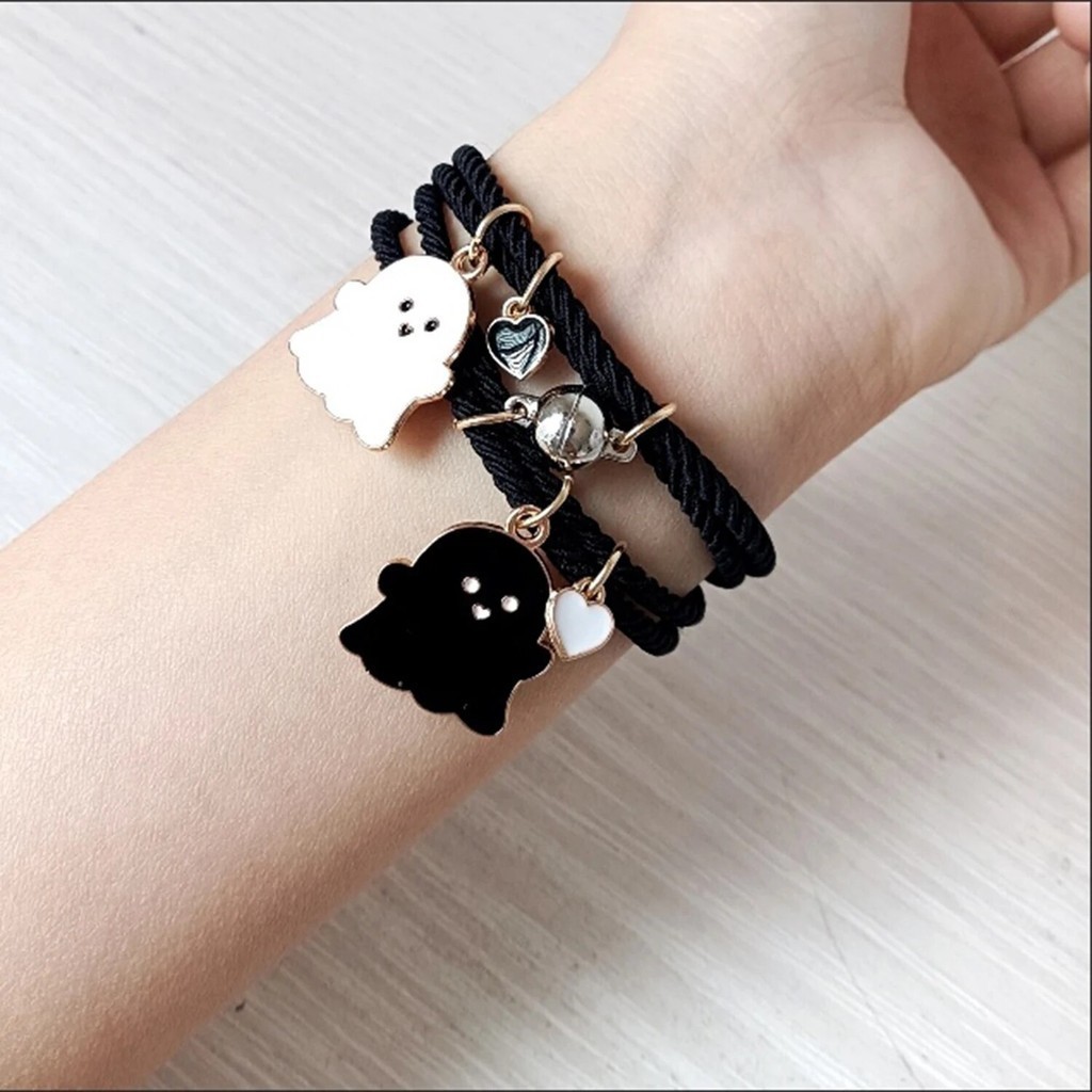 Cặp Đôi Đen Trắng Ma Vòng Tay Tình Yêu Nam Châm Thu Hút Vòng Tay Đầu Dây Chị Em Người Bạn Thân Nam Châm Vòng Tay Trang Sức Thời Trang Phụ Kiện