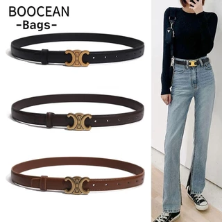 Thắt lưng da nữ BOOCEAN, Thắt lưng thiết kế giả da mềm màu đen, Thời trang mỏng Thiết kế phương Tây Khóa vàng Thắt lưng Quần jean Váy