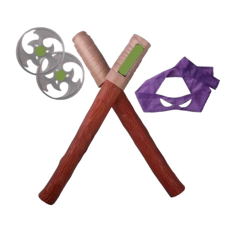 Tốt Nhất Nunchakus Nĩa Vũ Khí Miếng Dán Mắt Cho Trẻ Em Hoạt Hình Ninja Trang Phục Tiệc Halloween Siêu Anh Hùng Cosplay Trang Phục Quà Tặng