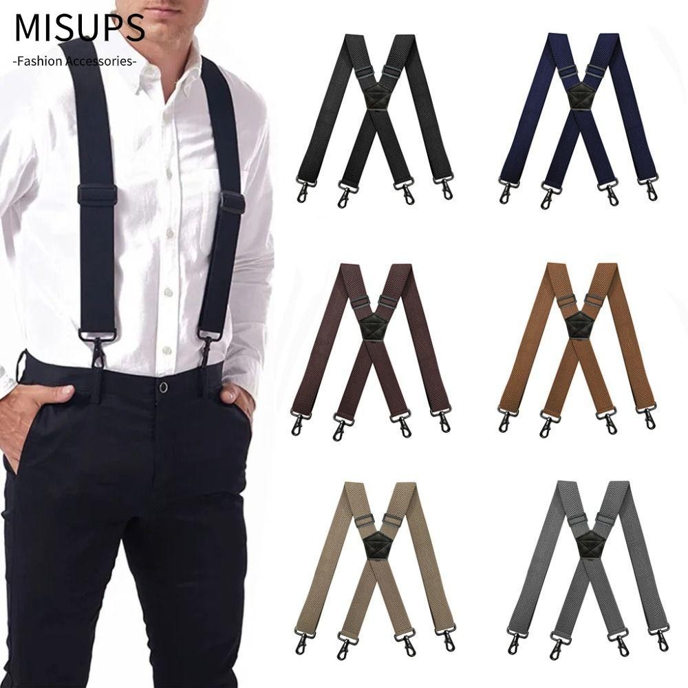 MISUPS Đai Quần Rộng 3.8cm Rộng 4 Móc Hình Chữ X Có Thể Điều Chỉnh Cho Nam