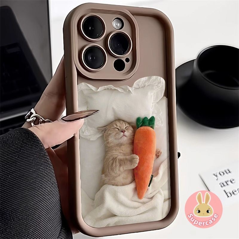 Ốp Điện Thoại Mèo Vui Nhộn Cho OPPO A6 GT Max A5 A5i Pro F31 Pro Plus Reno 15 14 Find X9 Pro X8S X8 Ultra K13 Turbo Pro Mèo Ngủ Có Cà Rốt Vỏ Điện Thoại Dễ Thương