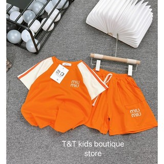 17-30kg Bộ Miu chữ thêu nhiều màu cho bé gái, set bộ mặc nhà đẹp cho bé gái