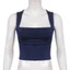 SNUGHOUSE Áo tăng cổ thấp, Dây treo xếp ly màu trơn thanh lịch thông thường, Áo Crop top cổ vuông không tay dành cho nữ
