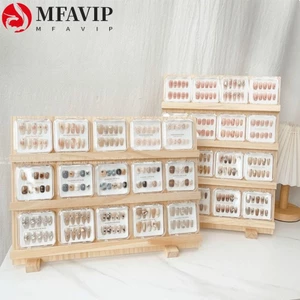 Giá đỡ nghệ thuật làm móng bằng gỗ MFAVIP, Giá trưng bày vòng cổ bông tai dung tích lớn 3 / 4 / 5 lớp, Giá trưng bày sản phẩm làm móng tay đơn giản tiết kiệm không gian đa chức năng