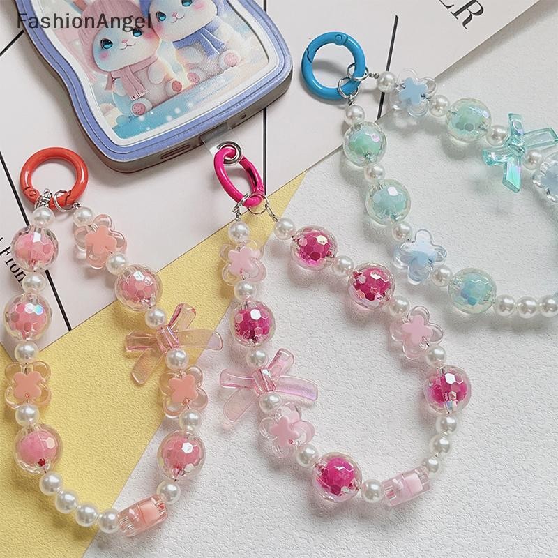 Fashionangel Sáng Tạo Mới Đính Hạt Nơ Dây Chuyền Trang Trí Móc Khóa Điện Thoại Di Động Chống Mất Dây Xích Túi Đồ Trang Trí Phụ Kiện Xe Hơi Quà Tặng VN