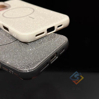 Ốp điện thoại từ tính chống sốc lấp lánh tương thích cho iPhone 16 Pro Max 15 14 13 12 Pro Max 14 / 15 / 16Plus 11 ProMax Ốp cứng bảo vệ cao cấp