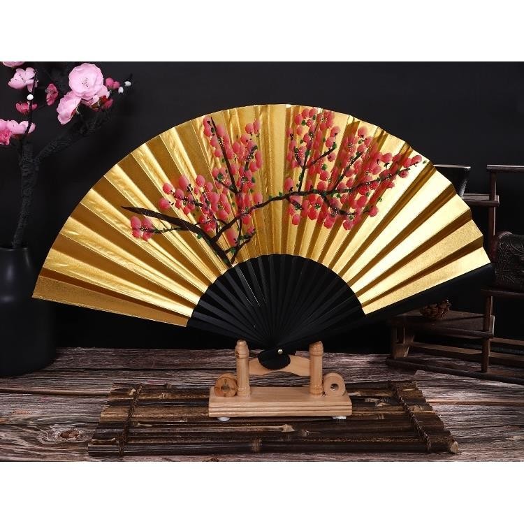 Quạt vàng Opera Peking, Hua Dan 8–9 inch, quạt gấp luyện tập