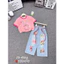 set áo crotop kèm quần đùi jean cao cấp cho bé gái size đại 10-37kg, áo kèm quần short jean