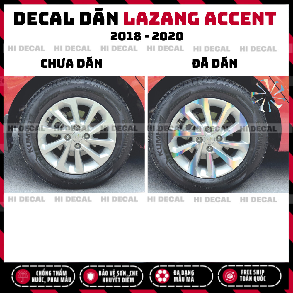 Tem dán mâm Accent 2018 - 2020, Decal lazang Accent trang trí tạo điểm nhấn