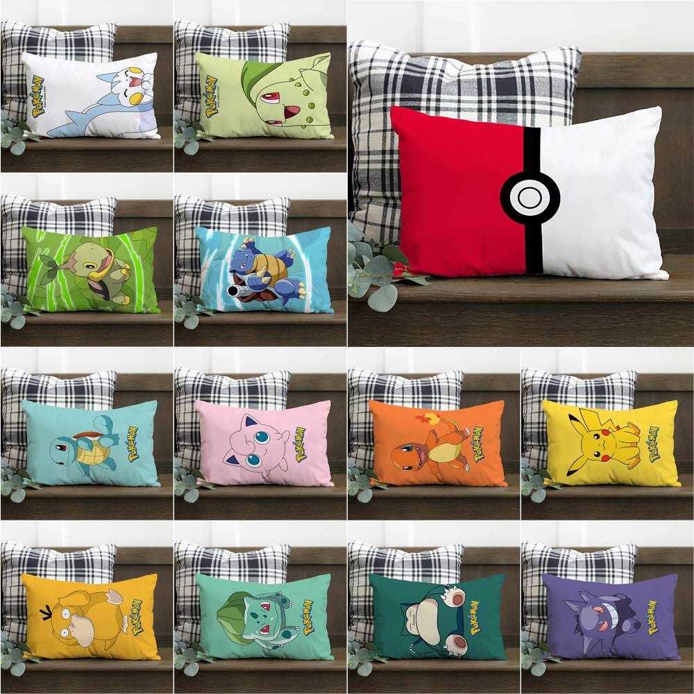 Vỏ Gối Chữ Nhật In Hình Pikachu Hai Mặt Bằng Polyester Trang Trí Nhà Cửa (Không Kèm Lõi)