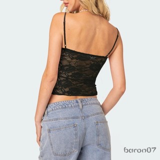 Nữ Ren Slim Cami Áo Buộc Trước Spaghetti Dây Đeo Áo Thể Hiện Rốn Crop Camisole