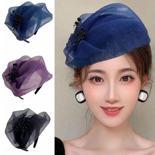 RISEDOT Hạt Sợi Nửa Nón - Băng Đô Quấn Tóc Lưới Đính Hạt Cho Tiệc Tối