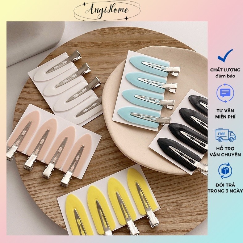 Kẹp tóc mái mỏ vịt cặp bấm mái nữ đẹp vintage Hàn Quốc dễ thương màu trơn hottrend 2024 ANGIHOME
