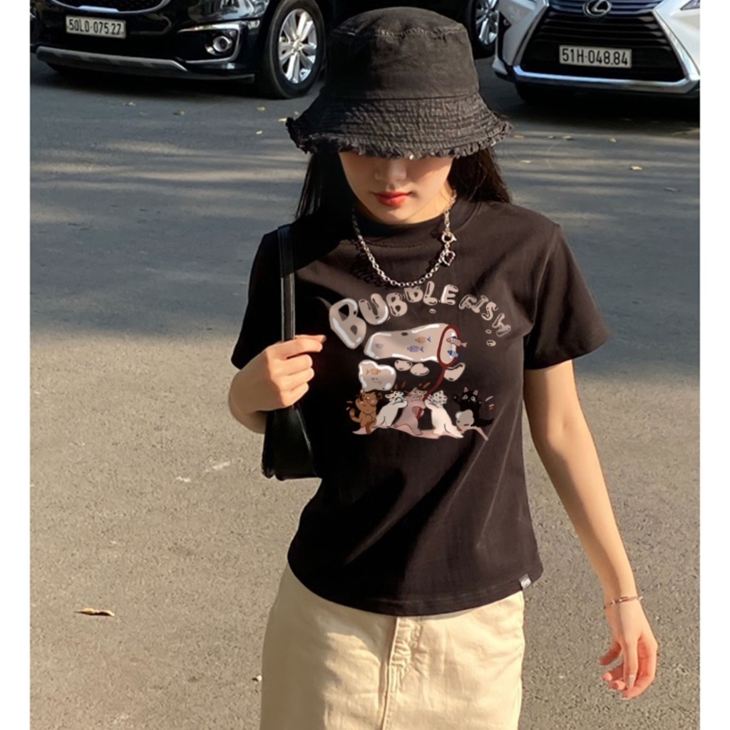 [Mã FADEP2903 giảm đến 30k đơn từ 99k] Áo Baby Tee Nữ  In Hình Bubble Fish A51015