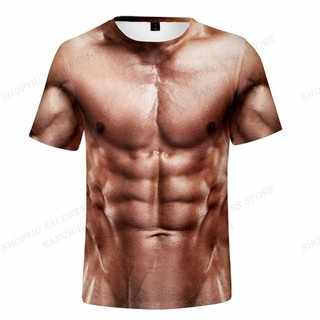 Mùa Hè Áo nam Ngực Tóc Cơ 3d In Áo nam Nữ Thời Trang Áo Thun Trẻ Em Áo Tee Thể Dục Áo Thể Thao