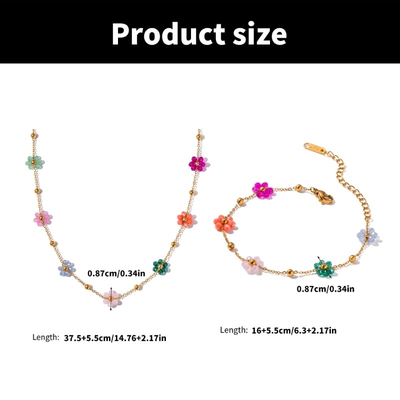 KIKIN Thời Trang Pha Lê Hoa Vòng Cổ Vòng Tay Nhiều Màu Sắc Cô Dâu Trang Sức Cưới Handmade Ngày Lễ Tình Nhân