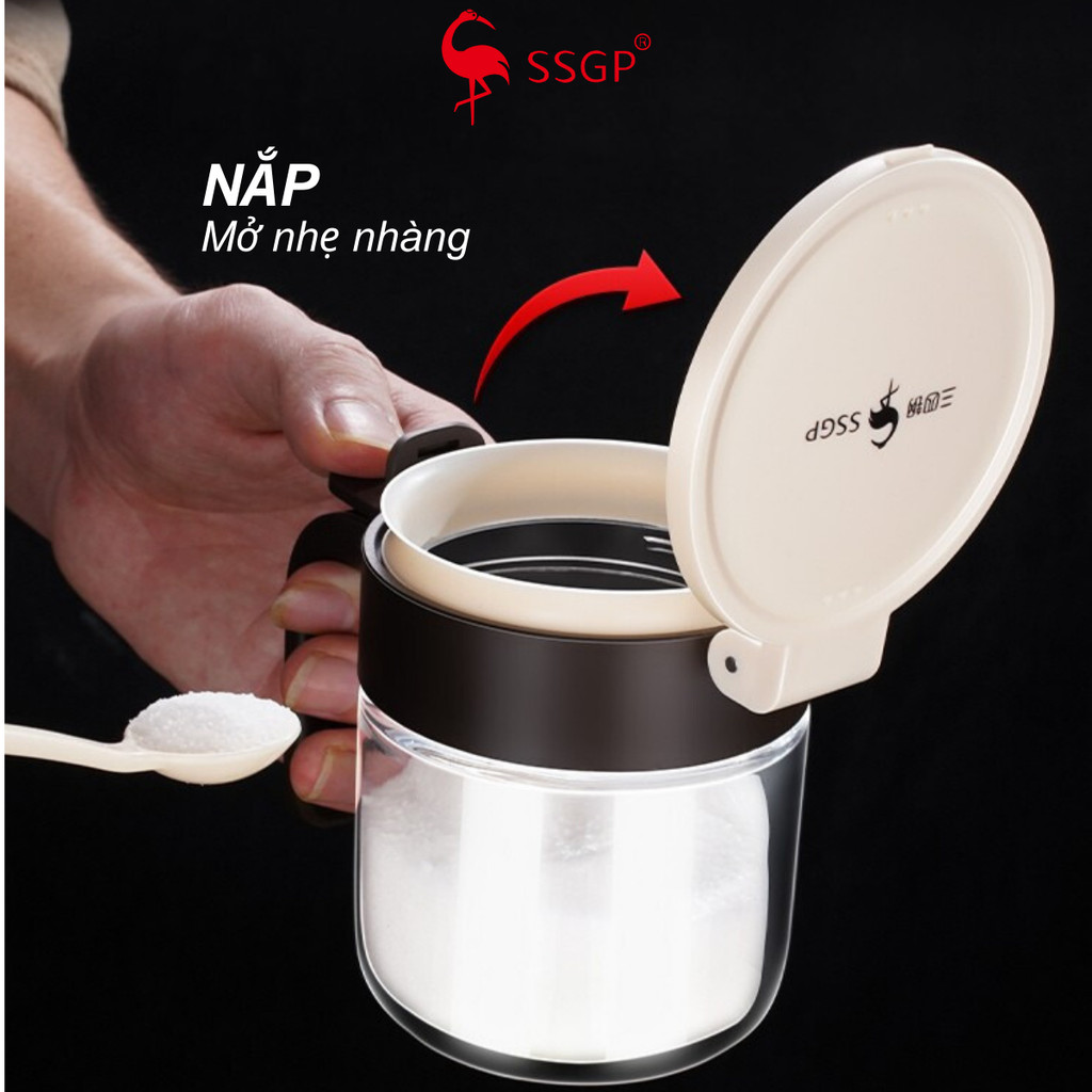 Hủ đựng gia vị thủy tinh cao cấp 400ml của SSGP  , lọ hũ gia vị, hạt nêm, muối tiêu