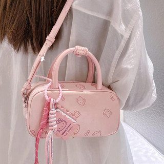 2025 Phong cách mới HelloKitty Girl Heart Pink Tender Túi xách đeo vai Messenger