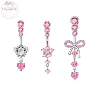 Sthb Thời Trang Rốn Nhẫn Tinh Tế Zircon Nơ Trái Tim Bụng Nút Nhẫn Xuyên Barbell Mặt Dây Chuyền Dành Cho Nữ Bé Gái Cơ Thể Xuyên Trang Sức VN