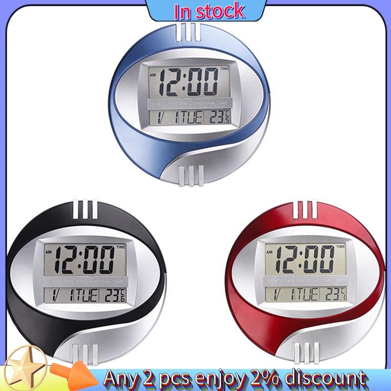 Còn hàng-Temperature Display Đồng hồ điện tử treo tường kỹ thuật số LCD Moderne Lịch LED Giá đỡ Đồng hồ Tắt tiếng Trang trí văn phòng tại nhà