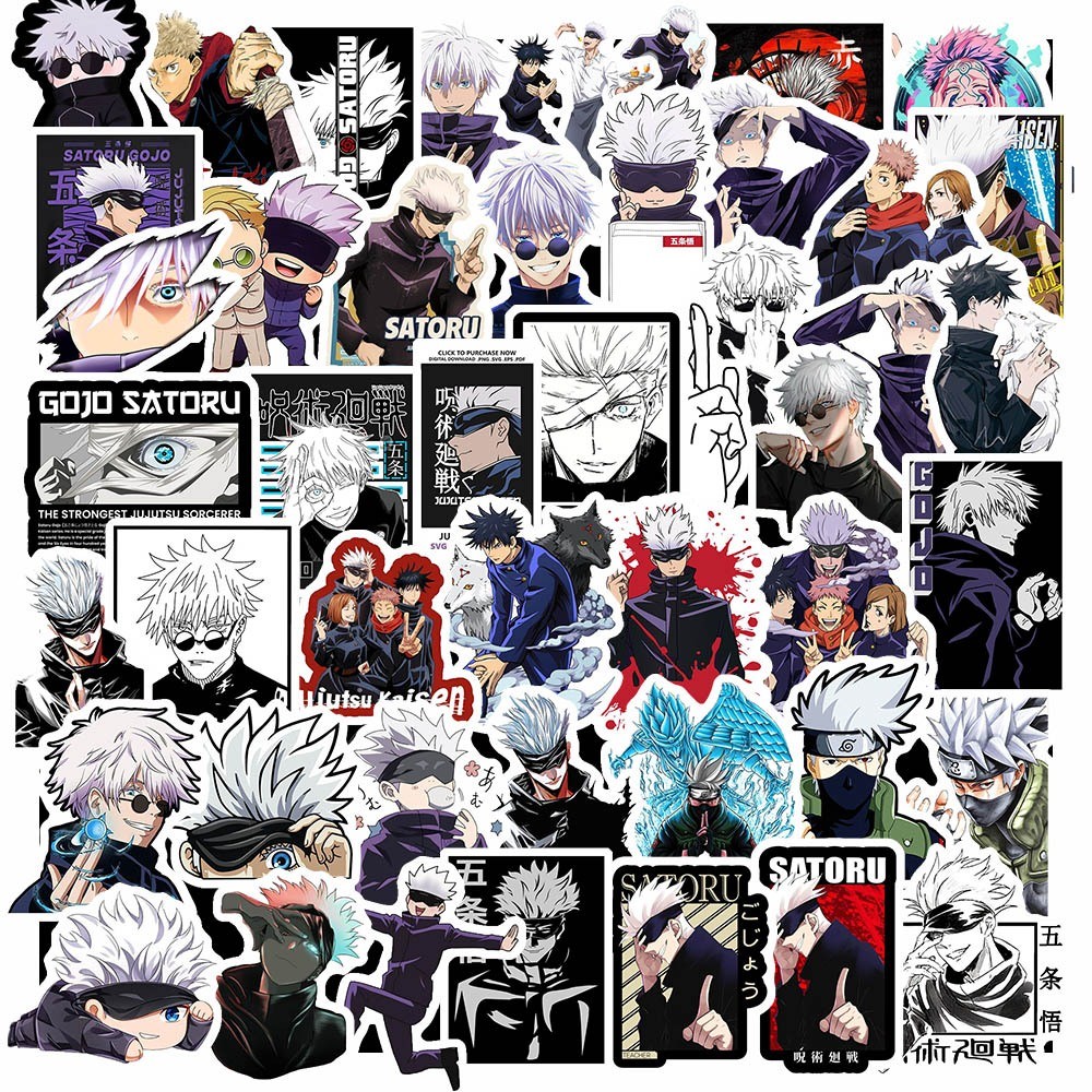 Bộ Combo 50 Sticker Hình ANIME HOẠT HÌNH GOJO | Decal Phản Quang 7 Màu ...