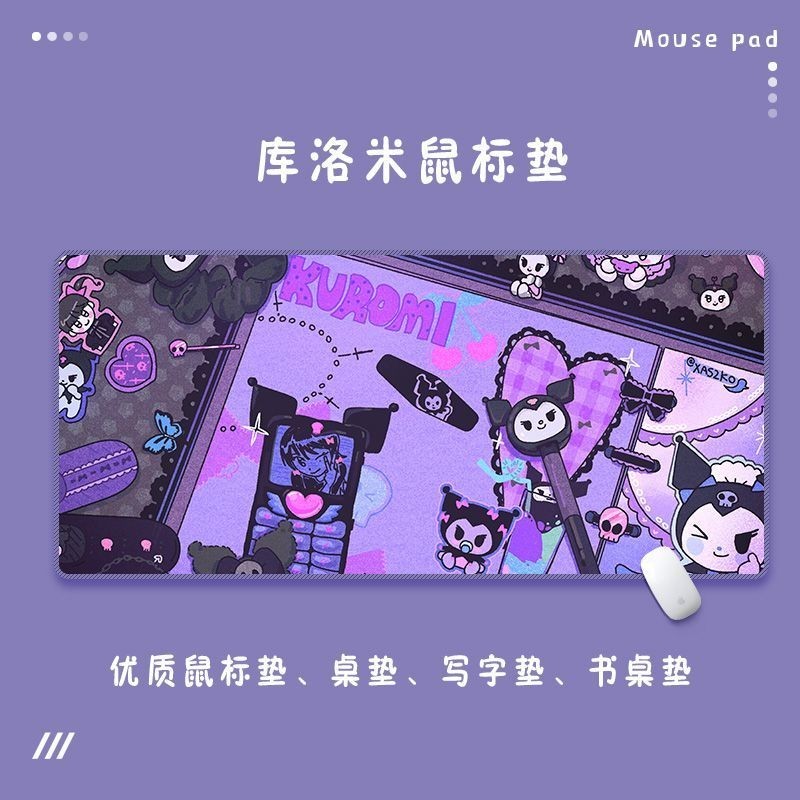 Sanrios Kuromi kawaii Hoạt Hình Miếng Lót Chuột 60x30cm Anime Bàn Phím Chuột Thảm Mềm Chống Trơn Trượt Bàn Di chuột Game Thủ Decoracion