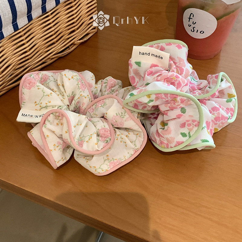 Qrhyk Thời Trang Hàn Quốc Hoa Scrunchies Nữ Cô Gái Tóc Co Giãn Cao Su Phụ Kiện Dây Buộc Tóc Dây Mũ Đội Đầu Mới