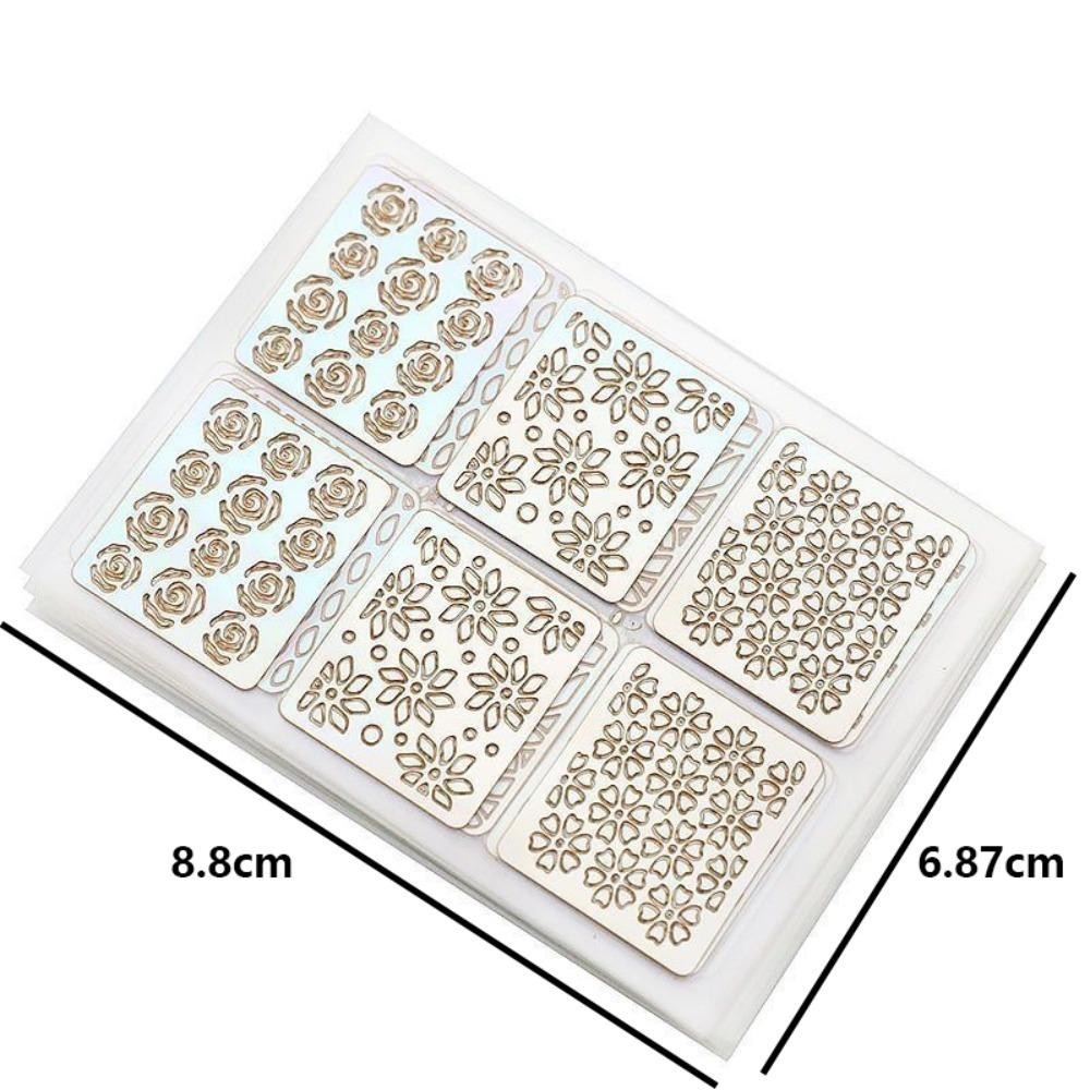 YOKEY 6 / 12 / 24 / 26 Chiếc Móng Tay Nghệ Thuật Stencil, Bộ Miếng Dán Móng Tay Dính Rỗng, Phụ Kiện Móng Tay Thiết Kế Làm Móng Tay Laser Bản Mẫu Tranh Ba Chiều Dụng Cụ Làm Móng Tay