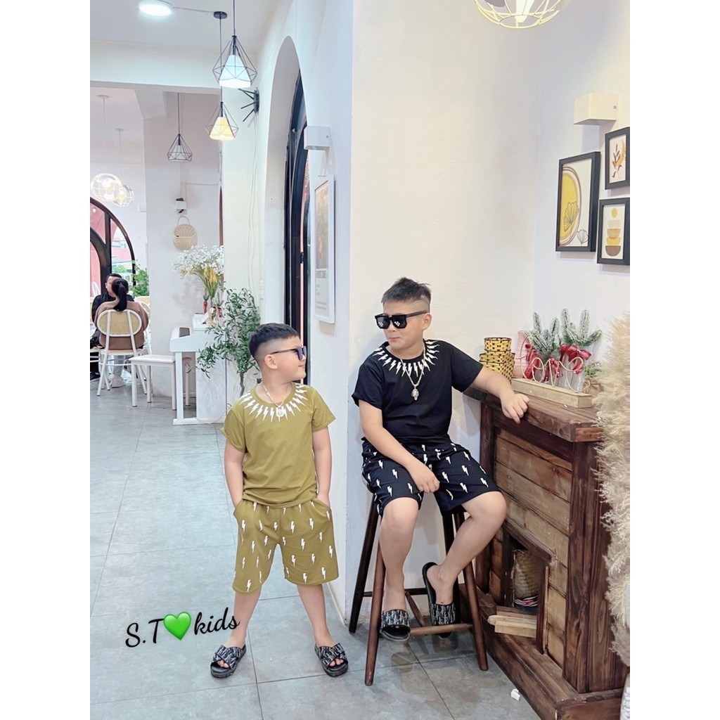 bộ cộc tay mẫu tia chớp siêu hot size nhỡ cho bé trai 15-32kg, bộ cộc tay chất cotton cho bé trai 4 5 6 7 8 9 tuổi