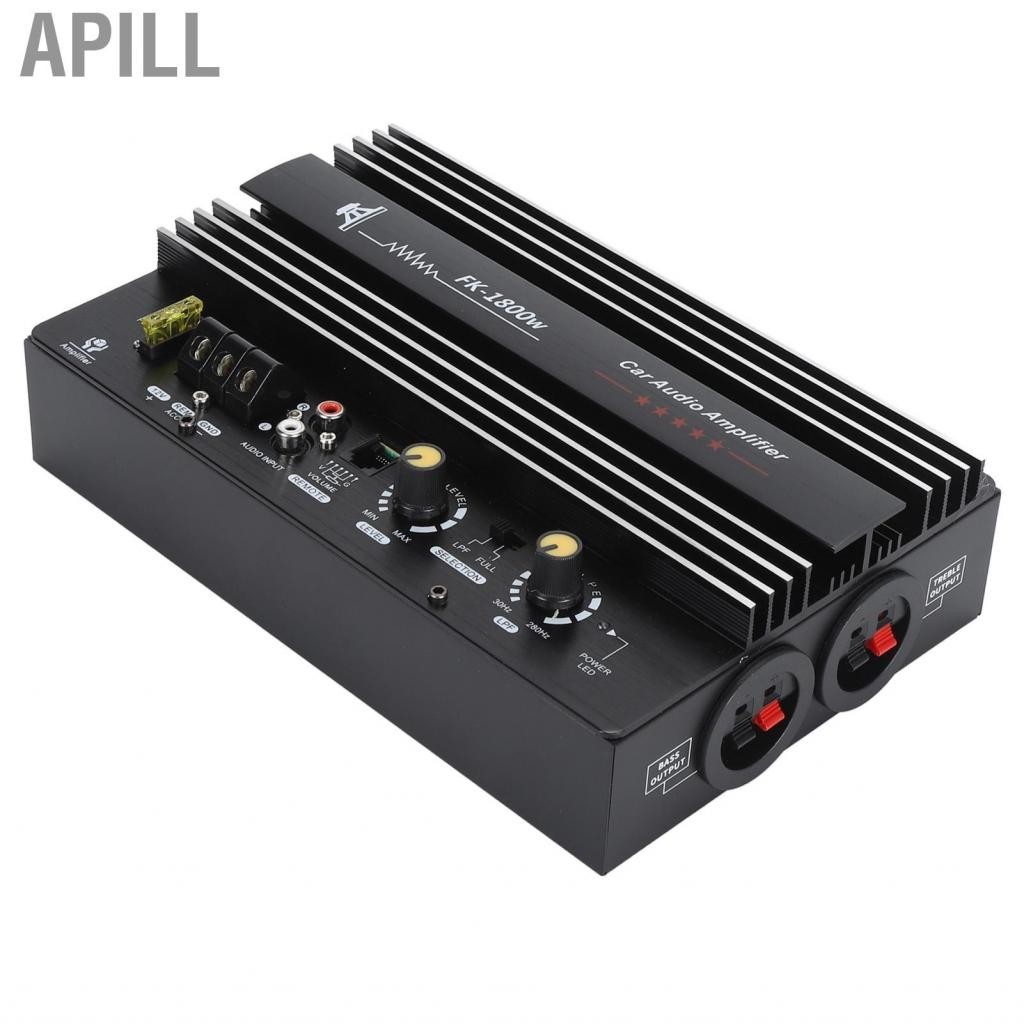 Apill Bộ khuếch đại công suất cao trên ô tô 12V 1800W Bộ âm trầm tản nhiệt nhanh