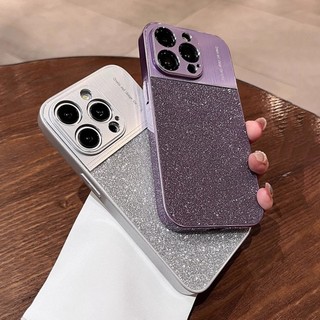 Ốp Điện Thoại Lấp Lánh Sang Trọng Bling Cho IPhone 15 Pro Max 13 14 Pro Max Vỏ Kim Loại Bảo Vệ Ống Kính Vỏ Chống Sốc