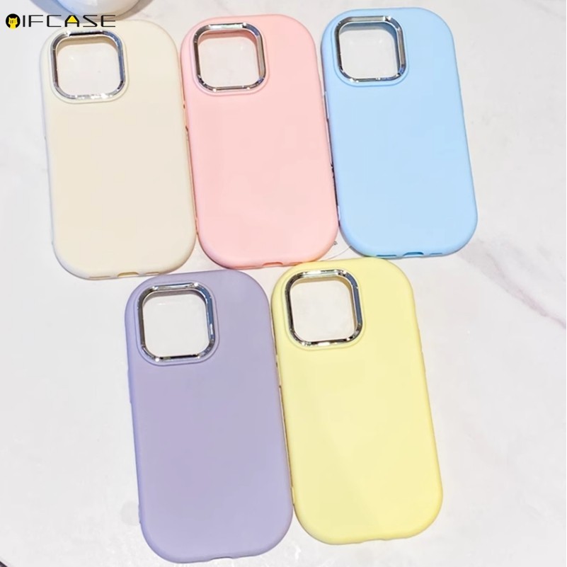 Tương Thích Cho iPhone 13 12 Ốp Điện Thoại Mini ins Hình Bầu Dục Dễ Thương Mạ Tròn Kẹo Màu Trơn Mờ Mờ Trơn Đơn Giản Bé Trai Bé Gái Silicon Mềm Vỏ Silicon Ốp Lưng