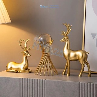 Cặp Hươu và pha Lê chéo Myd.23 mang tài lộc decor nội thất kệ tủ quà tặng khai trương Tân gia