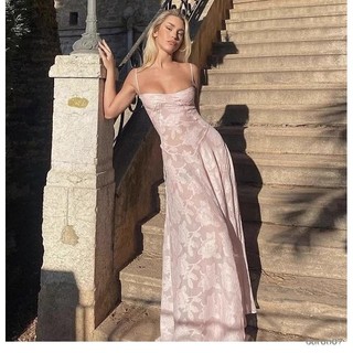 Phụ Nữ Spaghetti Dây Dài Đầm Ren Hoa Tay Sling Backless Đầm Đi Biển Mùa Hè Ngày Lễ Đầm