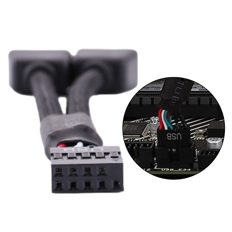 [3C] Bộ chia đầu đầu giao diện bo mạch chủ USB 9Pin Bộ chuyển đổi cáp nối dài 1 đến 2