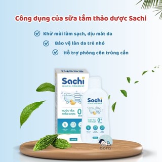 Nước tắm thảo dược SACHI dịu mát da, phòng rôm sảy, mẩn ngứa, hăm tã, bảo vệ làn da cho bé chai 250ml