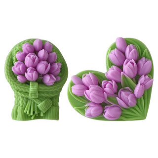 Trái Tim Hoa Thơm Nến Khuôn Silicon DIY Hoa Tulip Hoa Thạch Cao Khuếch Tán Đá Xà Phòng Handmade Khuôn Silicon Trang Trí Nhà Cửa