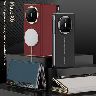 Khung Mạ Ví Da Thật Chính Hãng Ốp Lưng Điện Thoại HUAWEI Mate X6 5G Smart Dormancy View Windows Cover Có Tích Hợp Vòng Từ Tính