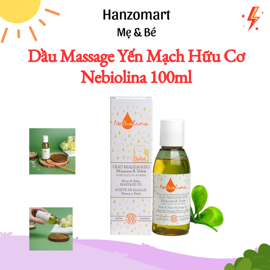 Dầu massage cho bé Yến Mạch Hữu Cơ Nebiolina cho mẹ bầu và em bé lọ 100ml