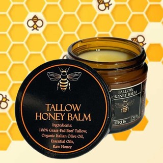 Organic Grass-Fed Beef Tallow Balm with Raw Honey - Moisturizing Cream
