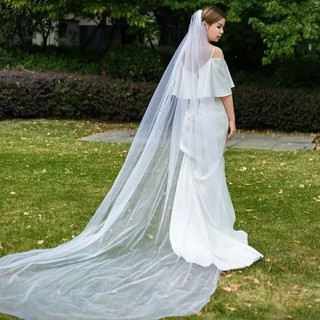 Veil cưới NICOLOO, 300cm có lược chải tóc Veil cô dâu, Ngà trắng thanh lịch 1 / 2 / 3 lớp Mũ nón cô dâu dài Phụ kiện đám cưới