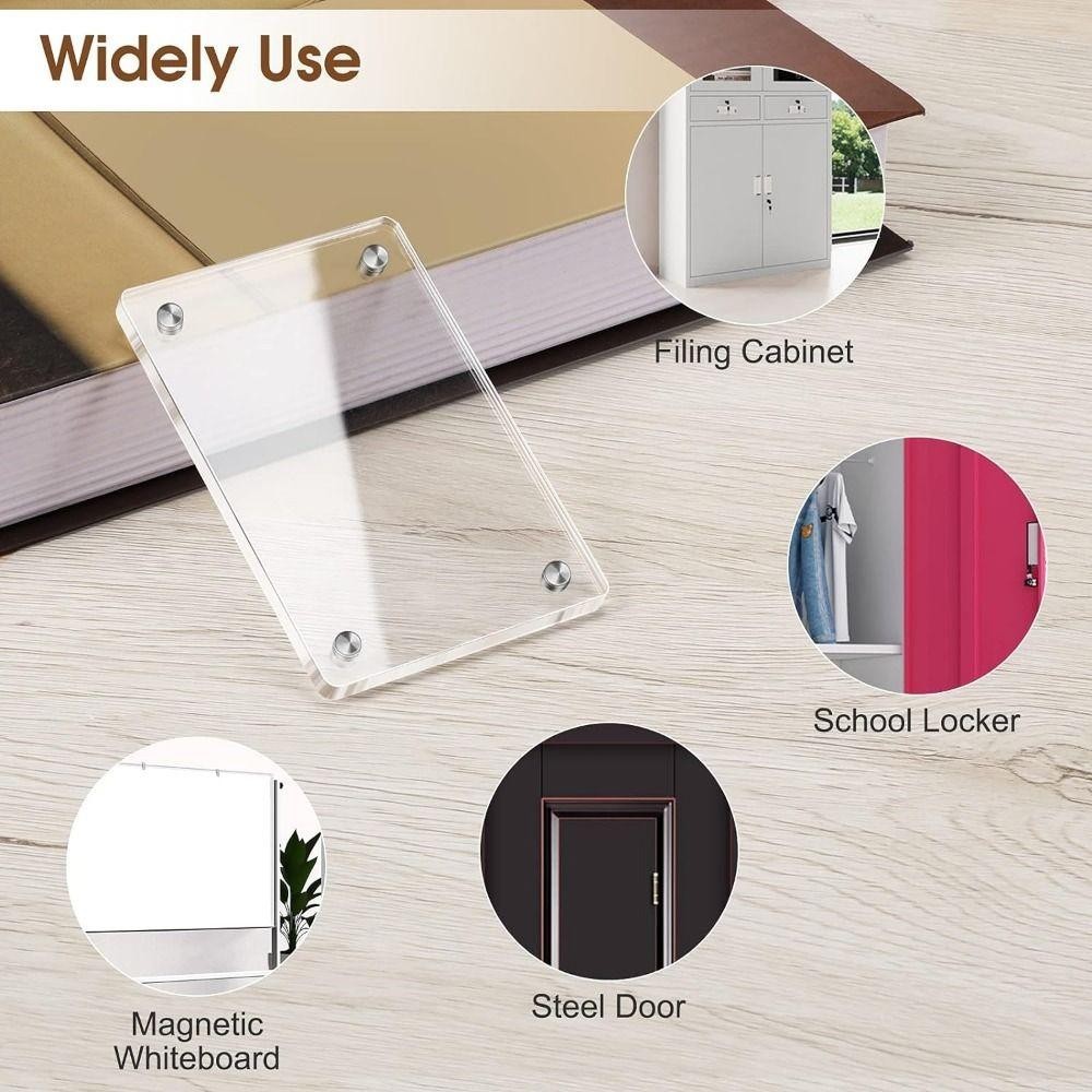 DONOVANQQ 5 Khung Ảnh Tủ Lạnh, Khung Hiển Thị Thẻ Acrylic DIY, Thiết Kế Thanh Lịch Hai Mặt Sử Dụng Rộng Rãi Khung Ảnh Tủ Lạnh Nhẹ Trang Trí Nhà