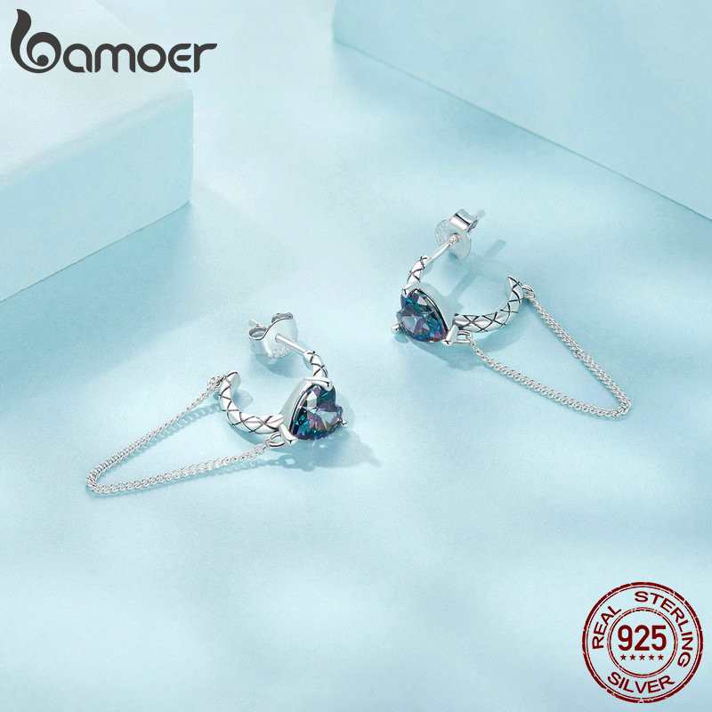 Bamoer 925 Sterling Sliver Bông Tai Thiết Kế Đầy Sao Quà Tặng Trang Sức Cho Nữ