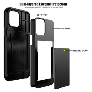 Dành Cho iphone 11 Pro Max / 12 Pro Max Ốp Lưng Ví Đựng Thẻ ID Khe Cắm Cửa Trượt Túi Ẩn Chống Trầy Xước Hai Lớp Bảo Vệ Vỏ Cứng TPU Ốp Lưng